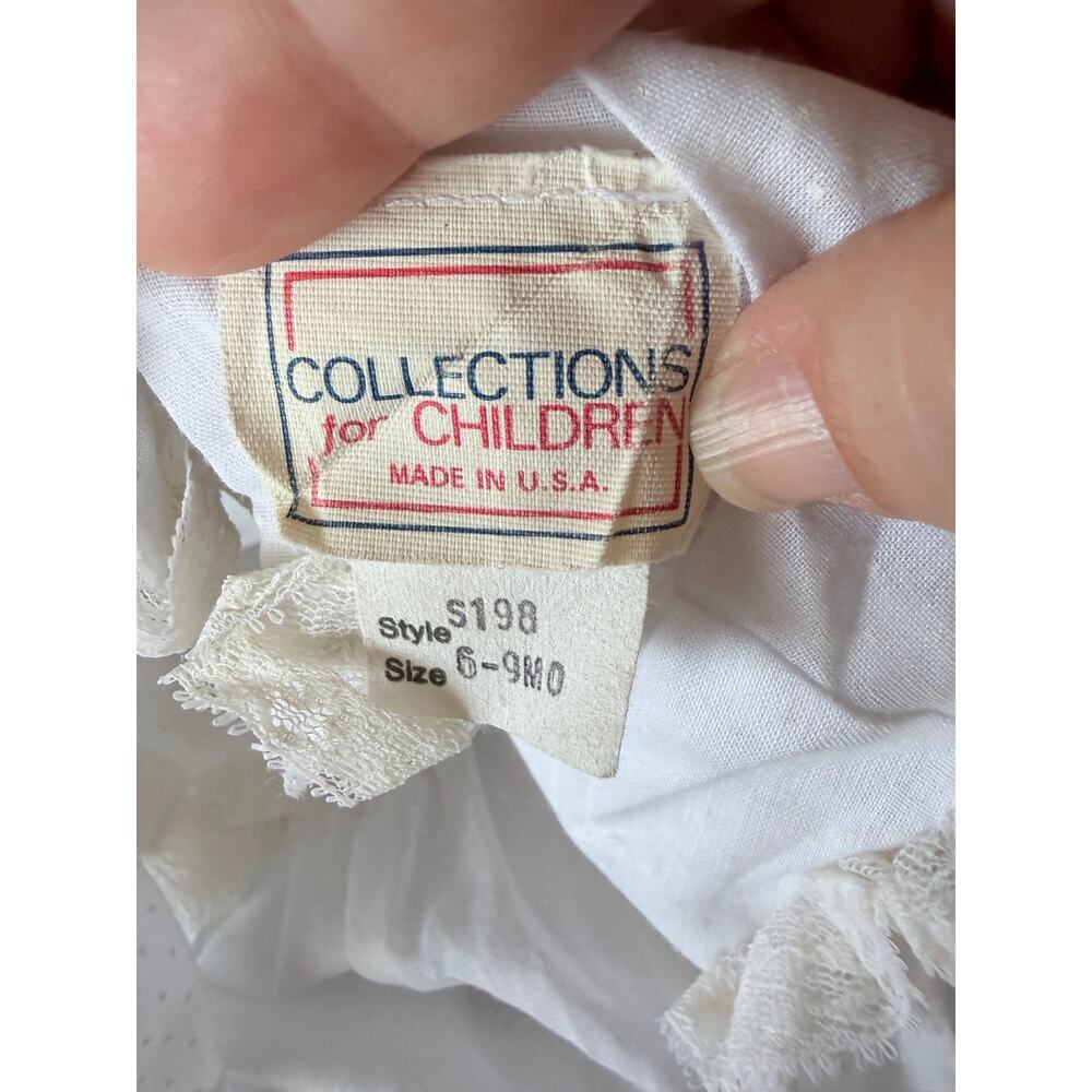 Vintage collections for children white frilly ruffle baby dress 6 9 months USA - Picture 3 of 6